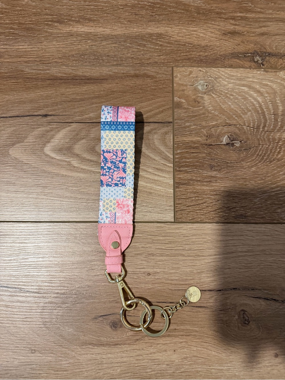 Pink Floral Patterned Keychain Wristlet